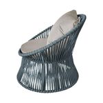 Poltrona Decorativa Estofada Sol Com Almofada Em Corda Náutica E Base Em Alumínio Cinza-cinza