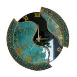 Relógio De Parede Grande 60cm Luxo - Fundo Preto Com Verde Mesclado