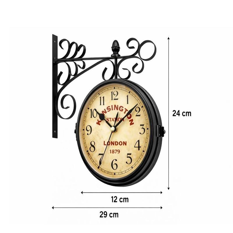 Relogio De Parede Retro Estacao Ferroviario Dupla Face Vintage Decorativo Antigo 2 Lados Luxo