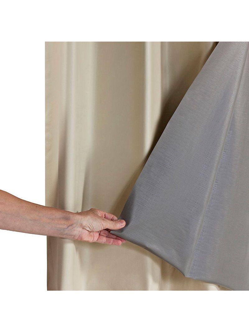 Cortina Blackout Pvc Com Tecido Voil Xadrez 2,80 M X 1,60 M - Bege