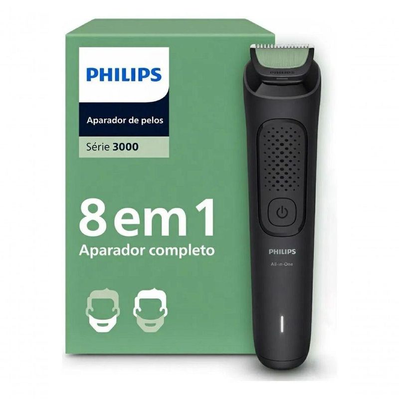 Aparador De Pelos Philips Multigroom MG3917-15 Sem Fio Com 8 Acessórios E Autonomia De 60 Minutos Preto Bivolt