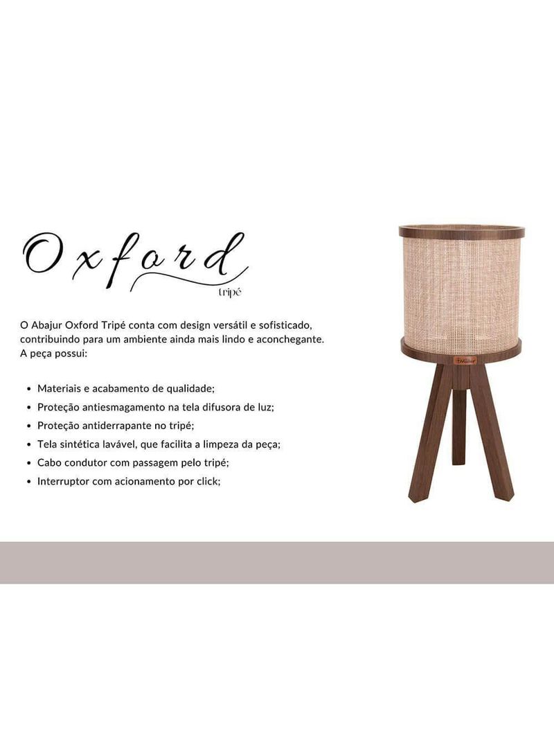Abajur Muller Oxford Tripé Natural 1 Lâmpada 130na
