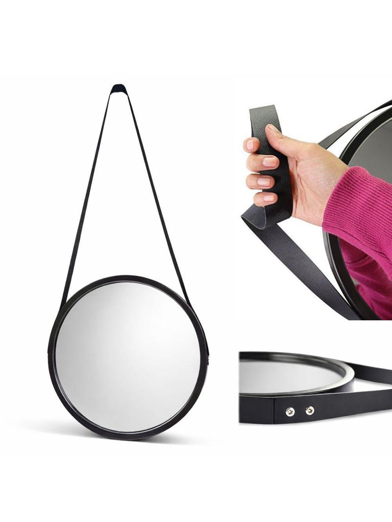 Espelho Redondo 33cm Suspenso Com Alça Quarto Sala Banheiro