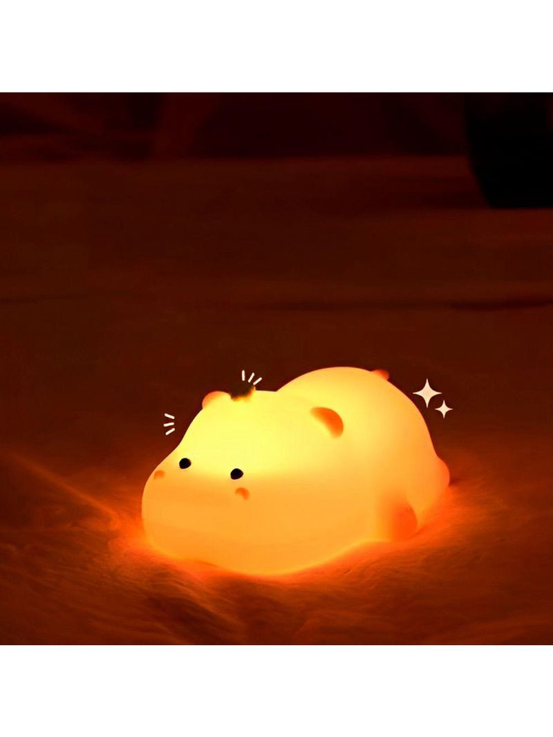 Luminária Infantil Hipopótamo Em Silicone Com Led 3 Níveis Luz Quente Recarregável Usb 1200mah