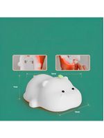 Luminária Infantil Hipopótamo Em Silicone Com Led 3 Níveis Luz Quente Recarregável Usb 1200mah
