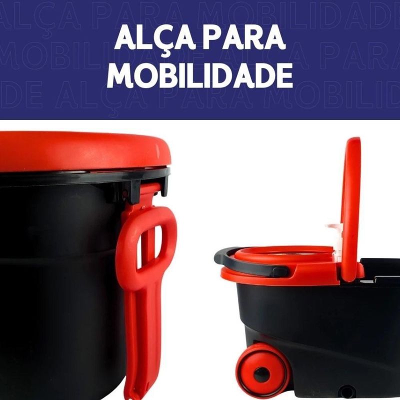 Mop Profissional 13 Litros Com Balde Inox Roda Cabo Retrátil