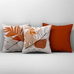 Kit Trio Capas De Almofadas Estampadas Em Veludo Suede 45cm X 45cm - Decoração Luxo Para Sala Cor Terracota