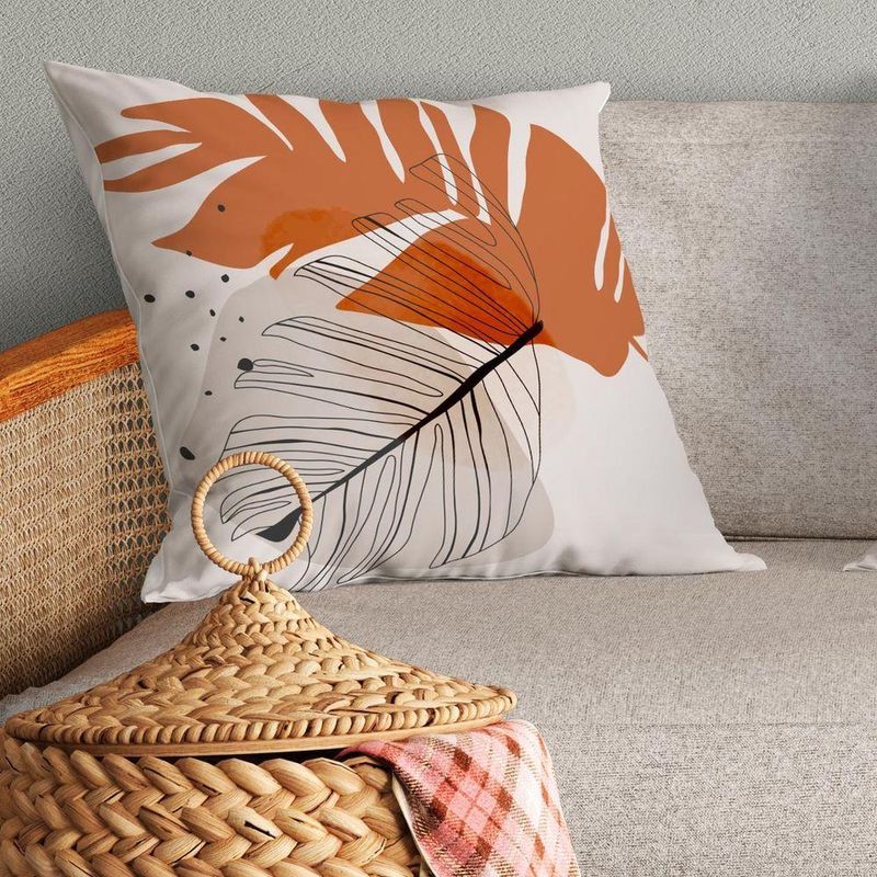 Kit Trio Capas De Almofadas Estampadas Em Veludo Suede 45cm X 45cm - Decoração Luxo Para Sala Cor Terracota