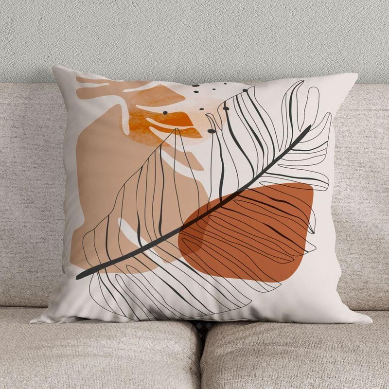 Kit Trio Capas De Almofadas Estampadas Em Veludo Suede 45cm X 45cm - Decoração Luxo Para Sala Cor Terracota