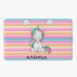 Tapete Para Quarto Infantil Estampado Unicórnio Listrado 60cm X 40cm - Base Antiderrapante Cor Unicornio1