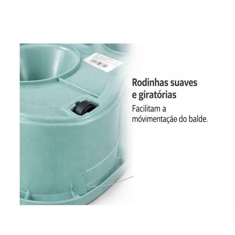 Mop Giratório 360° Cesto Inox 12l E Rodinha Limpa E Seca