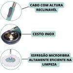 Mop Giratório 360° Cesto Inox 12l E Rodinha Limpa E Seca