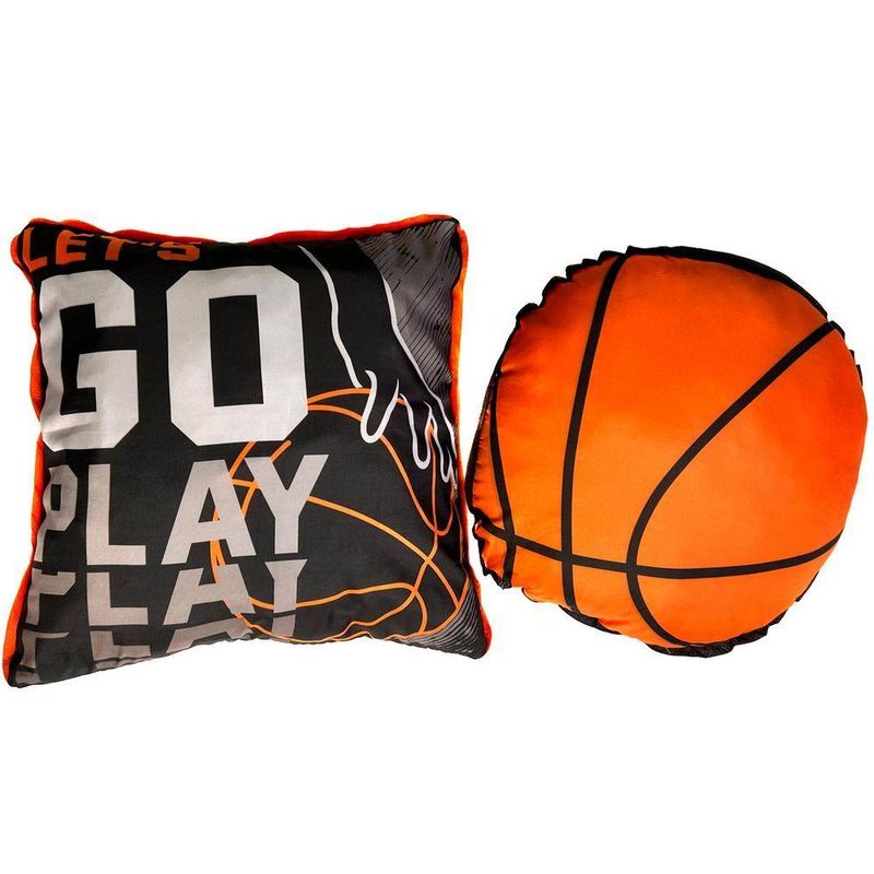 Par De Almofadas Cheias Basquete Preto/laranja 45cm X 45cm - Com Viés