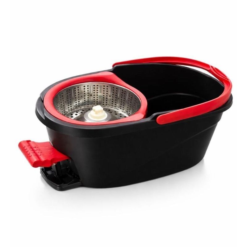 Mop Balde Turbo 13l Pedal Giratório Cesto Inox 360° Esfregão
