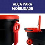 Mop Giratório 13 Litros Balde Inox Esfregão Com Roda Puxador