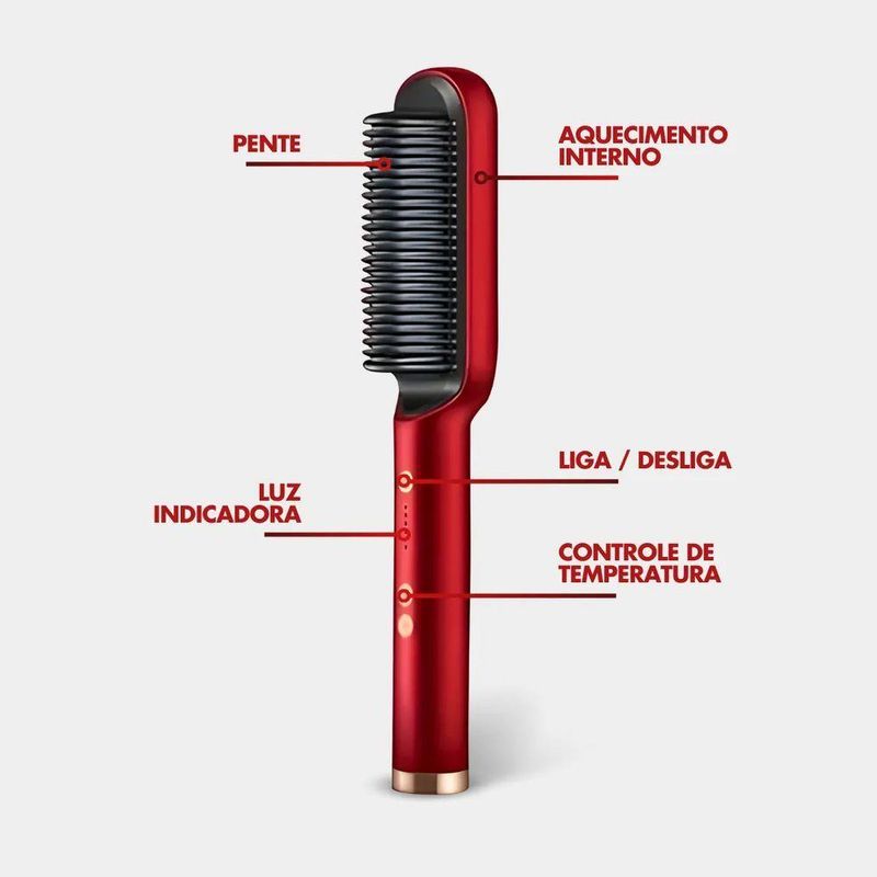 Escova Pente Alisadora Profissional – Cabelo Liso, Rápido E Sem Frizz