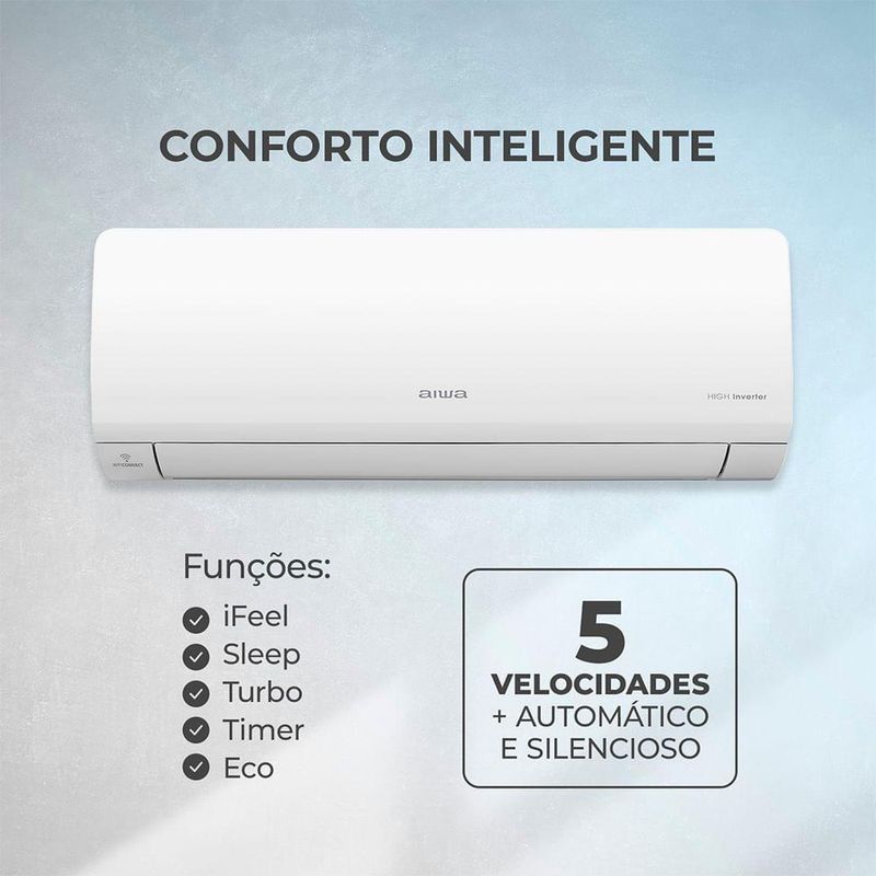 Ar Condicionado Aiwa Split High Wall High Inverter 12000 Btus Frio AWS-AC-12F-EU 220V