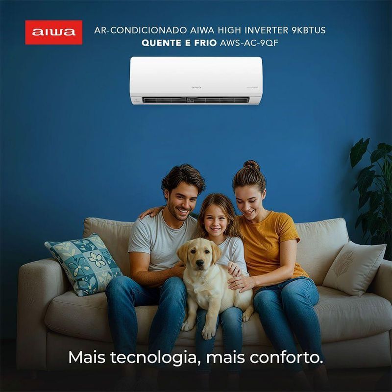 Ar Condicionado Aiwa Split High Wall High Inverter 9000 Btus Quente E Frio AWS-AC-9QF-EU 220V