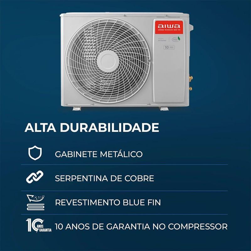 Ar Condicionado Aiwa Split High Wall High Inverter 9000 Btus Quente E Frio AWS-AC-9QF-EU 220V