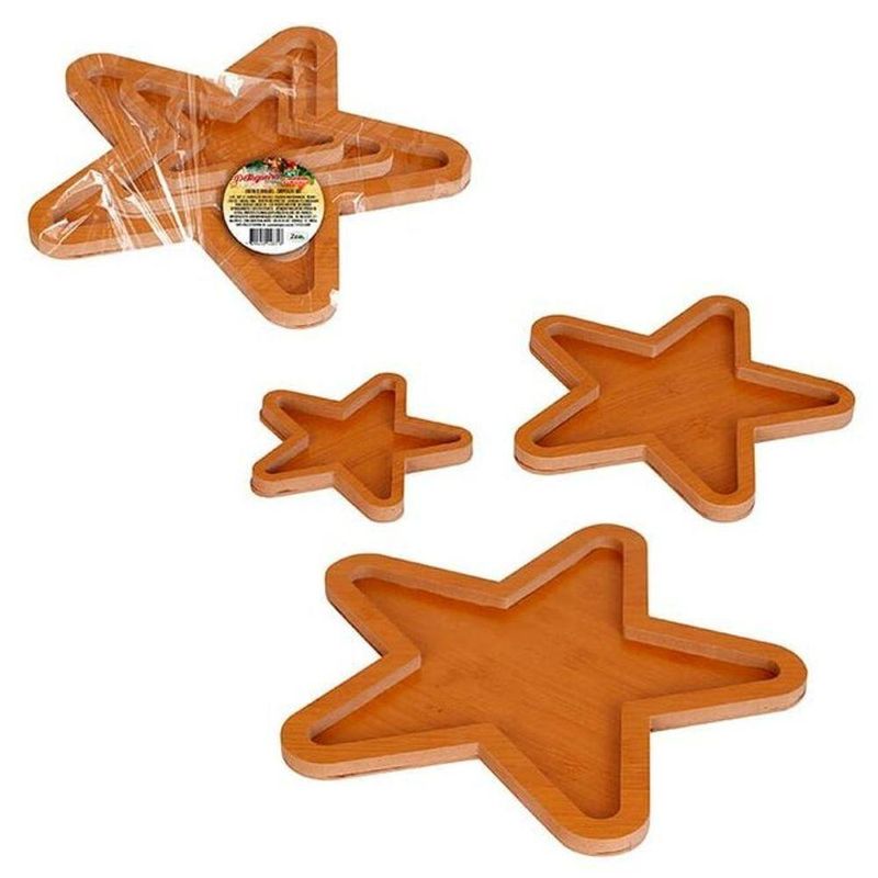 Kit 3 Petisqueiras Em Mdf Estrela Natalina Madeira Decoração Ceia