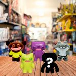 Kit Com 5 Mini Bonecos Fuggler 6cm Cinza, Roxo, Verde E Marrom
