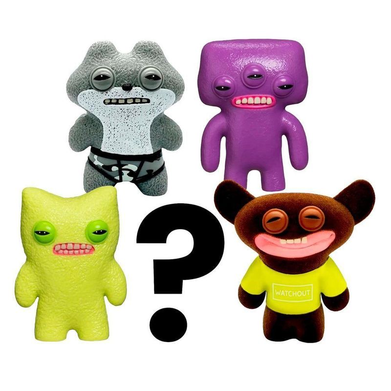 Kit Com 5 Mini Bonecos Fuggler 6cm Cinza, Roxo, Verde E Marrom