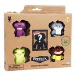 Kit Com 5 Mini Bonecos Fuggler 6cm Cinza, Roxo, Verde E Marrom