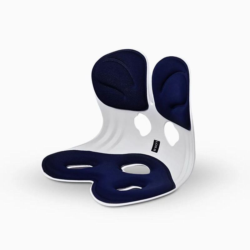 Almofada De Apoio Lombar Cadeira Correção De Coluna - Assento Ergonômico Confortável Com Apoio Lombar G - Azul