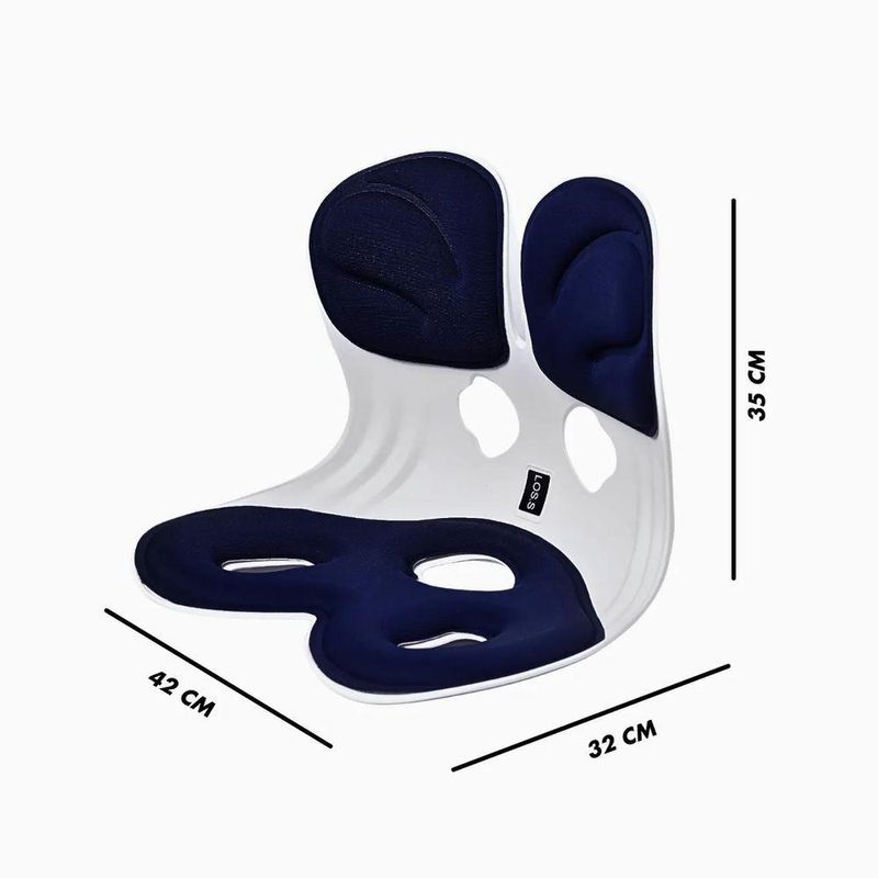 Almofada De Apoio Lombar Cadeira Correção De Coluna - Assento Ergonômico Confortável Com Apoio Lombar G - Azul