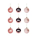 Kit 9 Bolinhas Para árvore De Natal 5cm Enfeite Rose