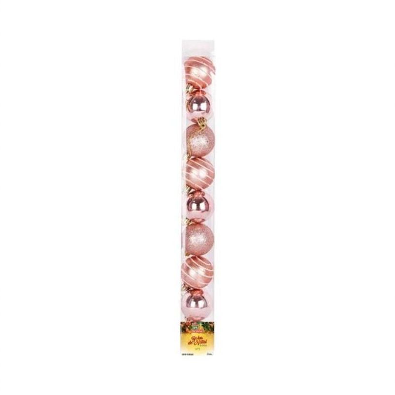 Kit 9 Bolinhas Para árvore De Natal 5cm Enfeite Rose