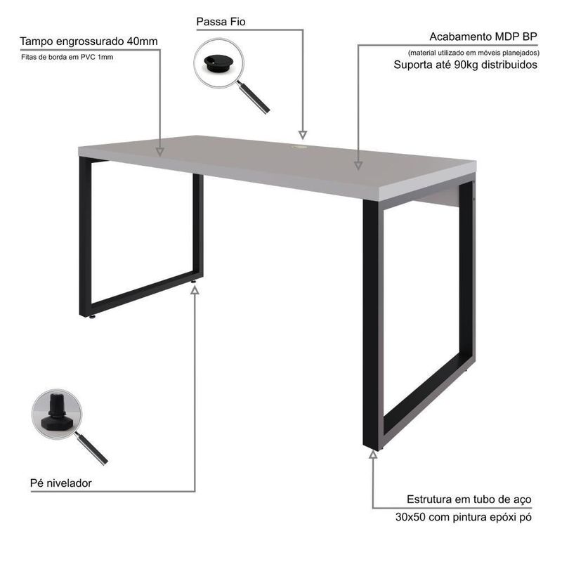 Mesa Diretor 150x70x75cm Yon - Off White-estpreta Off White-estpreta