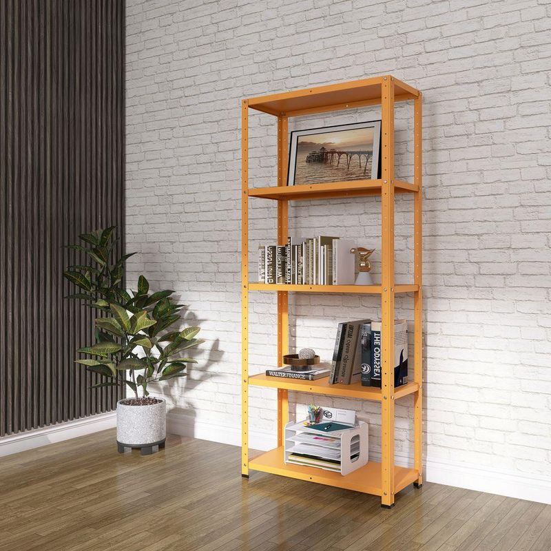 Estante De Estrutura Metálica Com 5 Prateleiras 175cm(a)92acm(l)30cm(p) Com Reforço Laranja Picasso