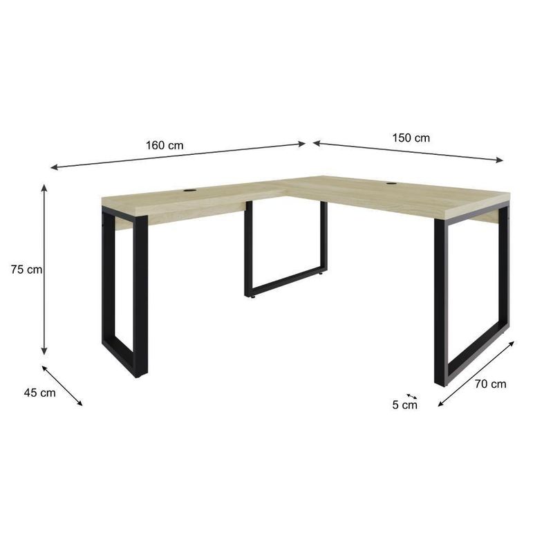 Mesa Em L Diretor 150x160x75cm Yon - Ciliegio-estpreta Ciliegio-estpreta