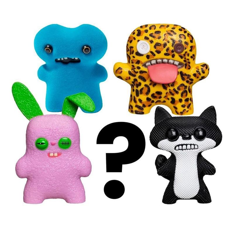 Kit Com 5 Mini Bonecos Fuggler 6cm Azul, Onça, Rosa E Preto