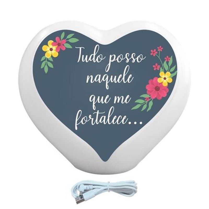 Luminária Coração Tudo Posso Usb