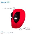 Luminária 3d Deadpool Marvel Bivolt Decoração Geek Vermelha