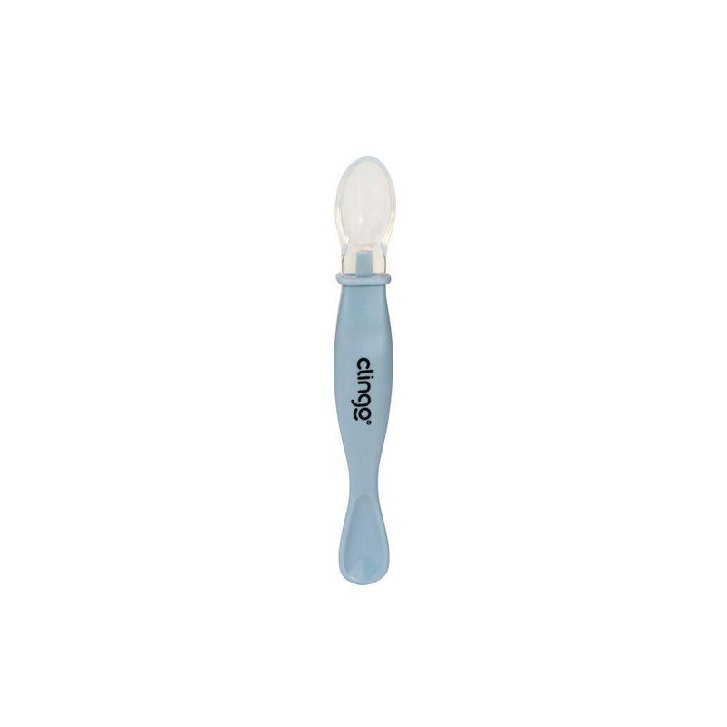 Colher Ponta Dupla Colors Marinho Silicone Resistente Para Bebês