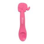Colher Em Silicone Premium Elefante Rosa Seguro Para As Gengivas Do Bebê