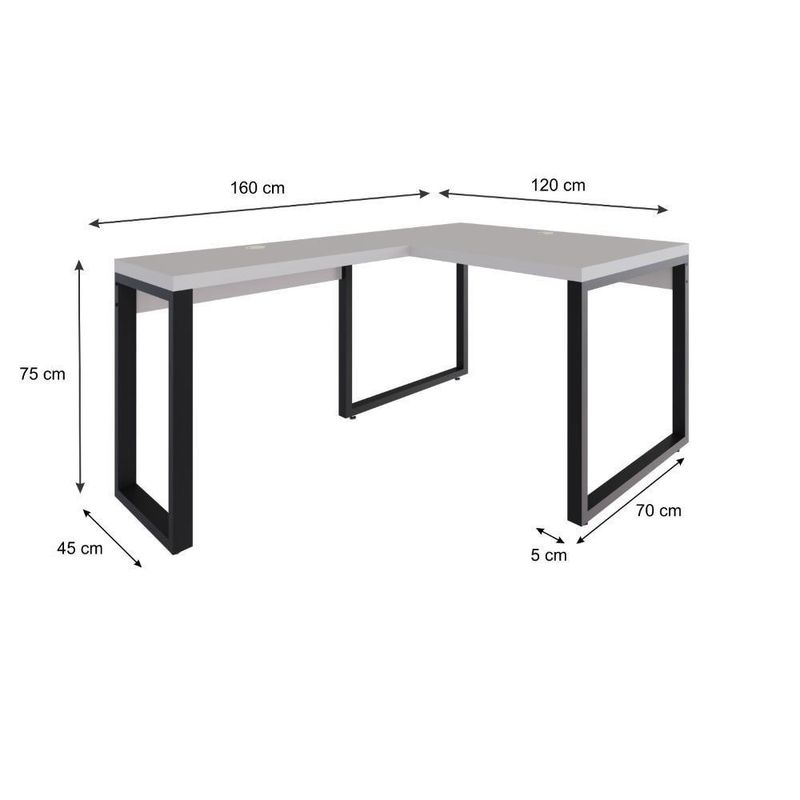 Mesa Em L Operacional 120x160x75cm Yon - Off White-estpreta Off White-estpreta