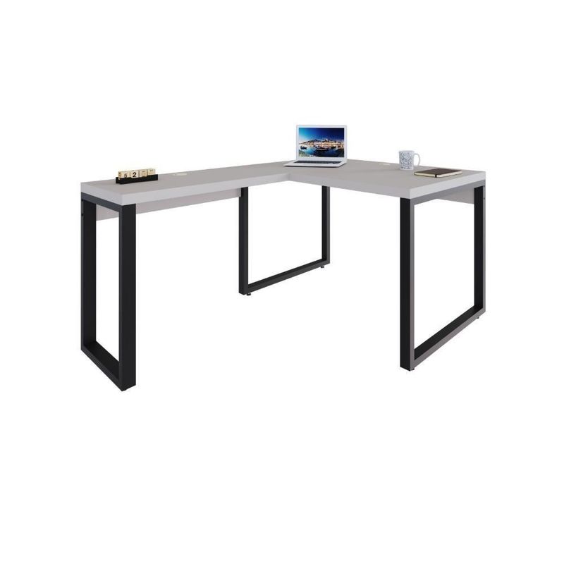 Mesa Em L Operacional 120x160x75cm Yon - Off White-estpreta Off White-estpreta