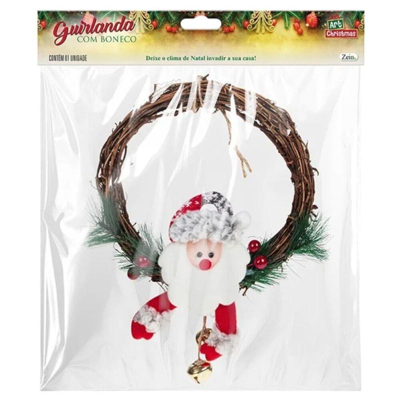 Guirlanda Natalina 25cm Decoração Zein Com Boneco Sortido