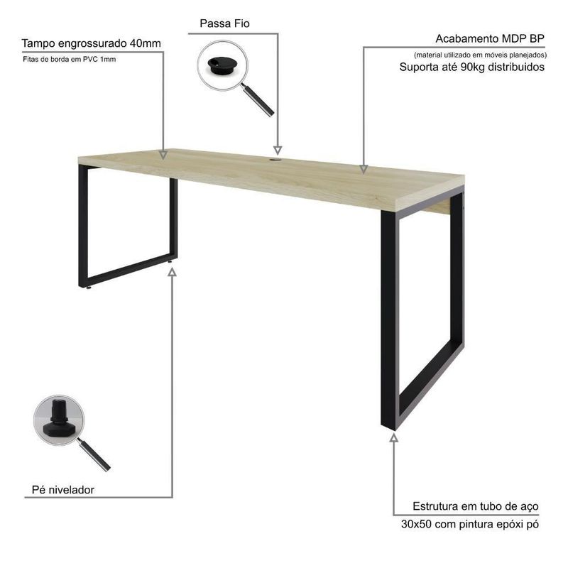 Mesa Presidente 190x70x75cm Yon - Ciliegio-estpreta Ciliegio-estpreta