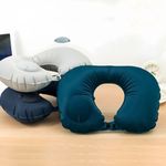 Almofada Inflável Em U Para Viagem Com Suporte Ergonômico E Inflagem Manual Integrada - Rosa Pink