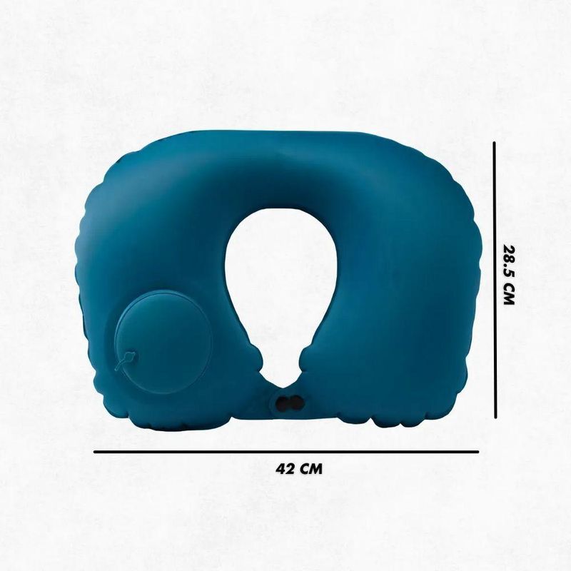 Almofada Inflável Em U Para Viagem Com Suporte Ergonômico E Inflagem Manual Integrada - Rosa Pink