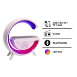 Luminária 3 Em 1: Iluminação Rgb, Som Bluetooth E Carregador Por Indução 15w Luminária Inteligente G