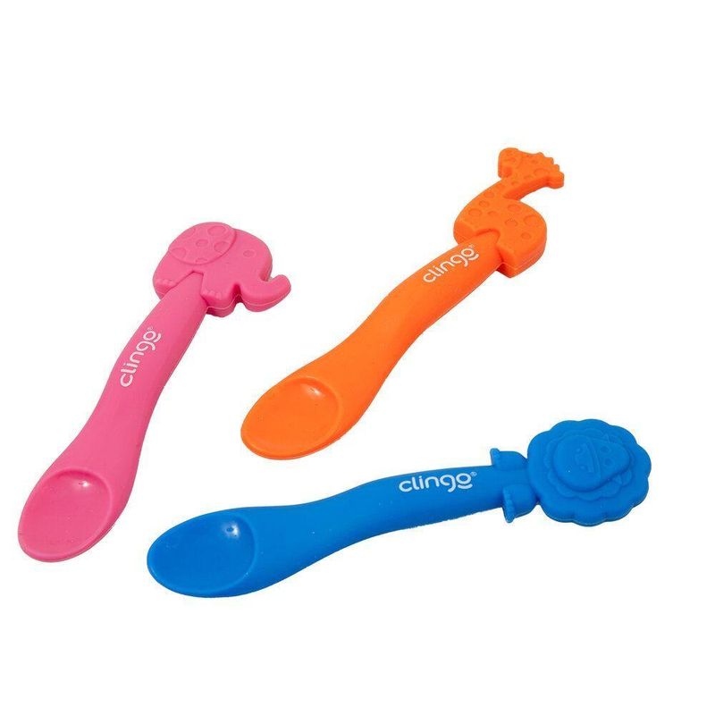 Colher Em Silicone Premium Leão Azul Seguro Para As Gengivas Do Bebê
