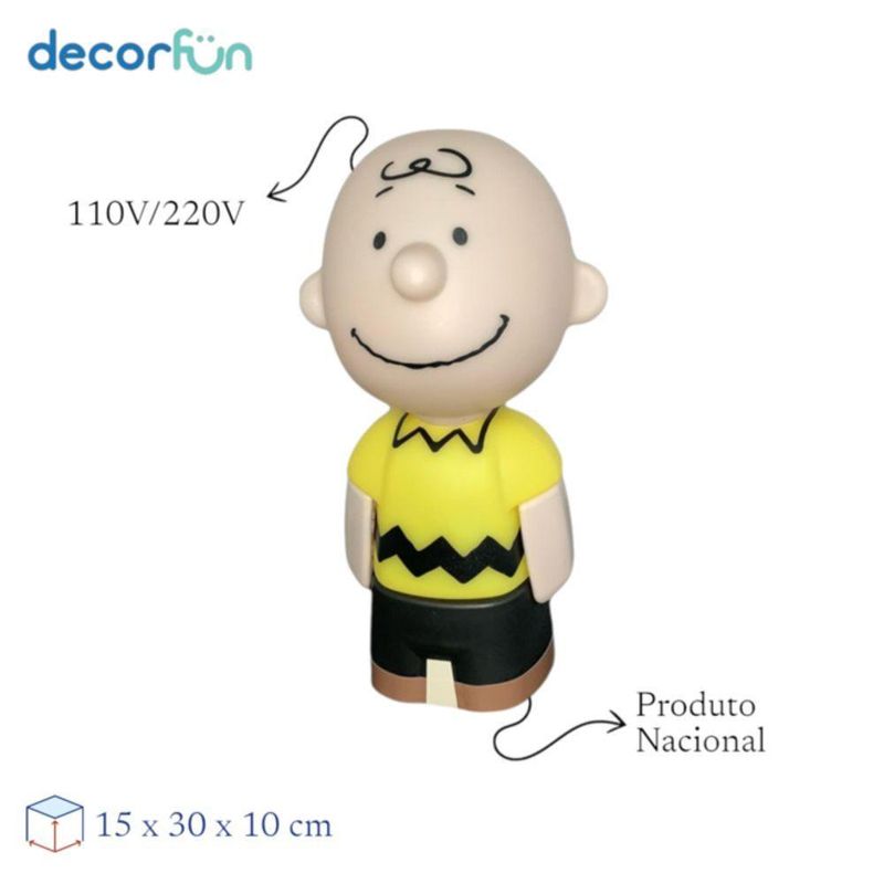 Luminária 3d Charlie Brown Snoopy Luz Difusa Decoração Criativa