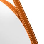 Espelho de Parede Adnet Redondo Decorativo 60 cm Moldura em Corino para Decoração