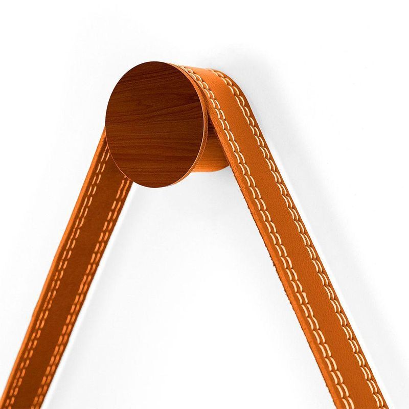 Espelho de Parede Adnet Redondo Decorativo 60 cm Moldura em Corino para Decoração